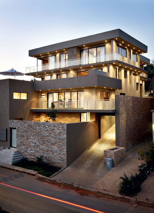 Aura Projects (082 412 0459 )was responsible for the construction of this magnificent split-level home. One factor that made this particular project challenging for the company was the steep gradient of the site, which resulted in numerous structural retaining walls having to be incorporated into the structure. Numerous cantilevered slabs and structural beams formed an integral part of the house design which added an element of complexity to the execution of works, differentiating this house significantly from the average home. Aura Projects works closely with the client and the architect to ensure the perfect end result, and has successfully completed an array of residential and commercial projects.