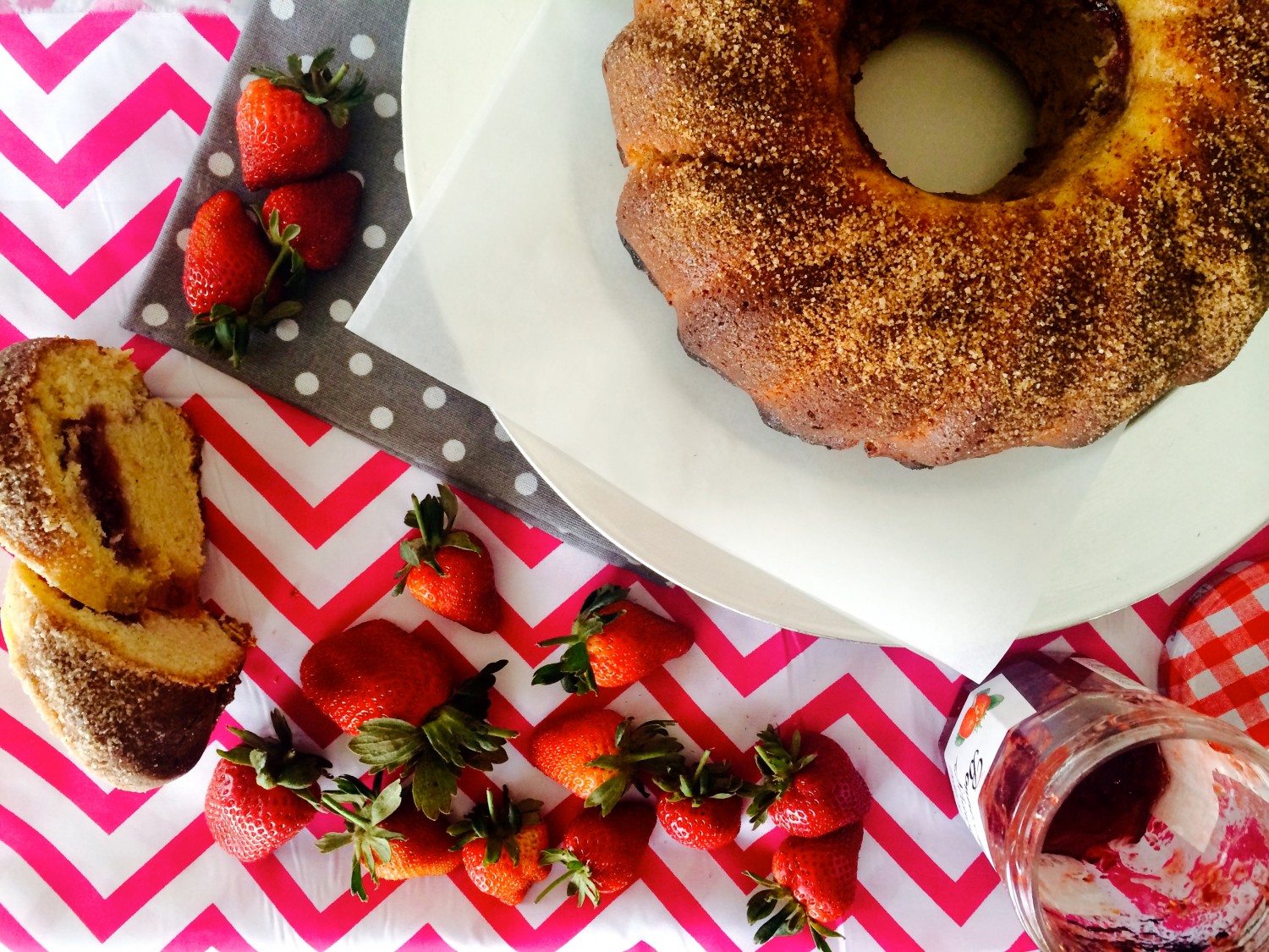 Strawberry Jam Doughnut Bundt Cake