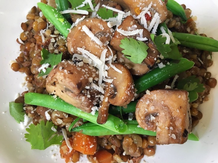 Mushroom Lentil ‘Risotto’ with Green Beans
